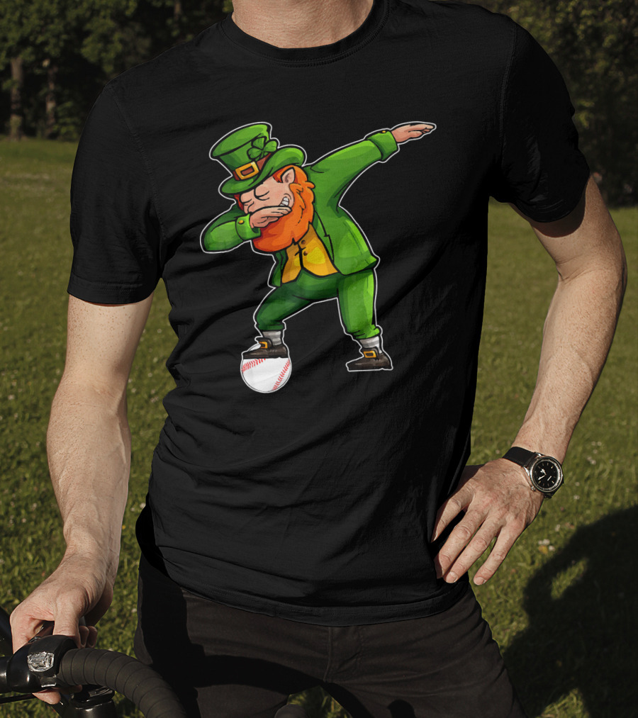 Dabbing Leprechaun On Baseball St Patricks T-Shirt