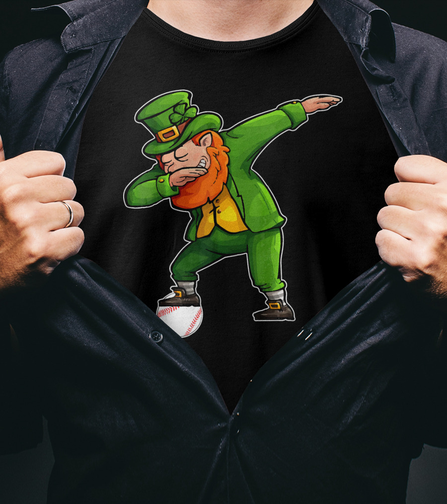 Dabbing Leprechaun On Baseball St Patricks T-Shirt