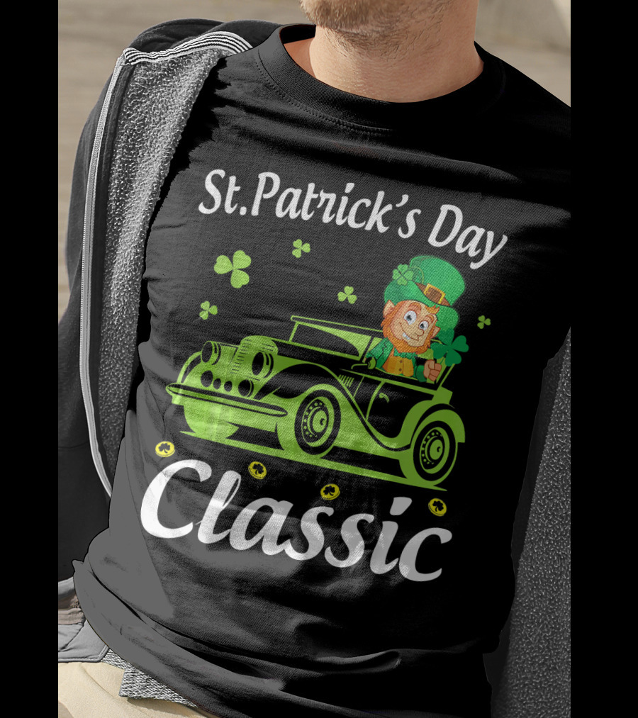 St. Patrick's Day Classic Leprechaun Drive Car Around Shamrocks T-Shirt