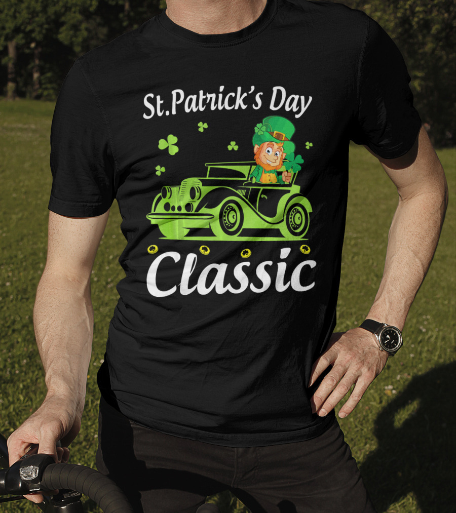 St. Patrick's Day Classic Leprechaun Drive Car Around Shamrocks T-Shirt