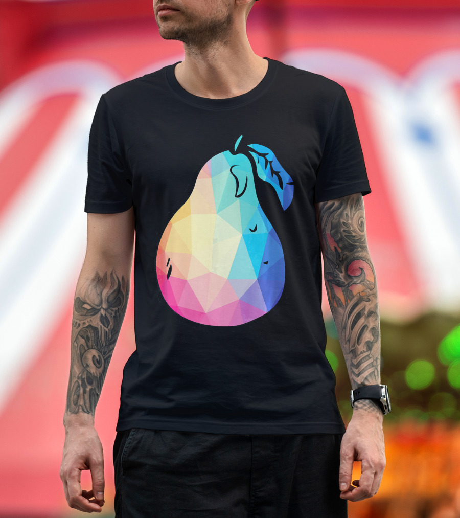 Low Poly Pear Vegetarian and Fru Geometric Colorful Polygon T-Shirt