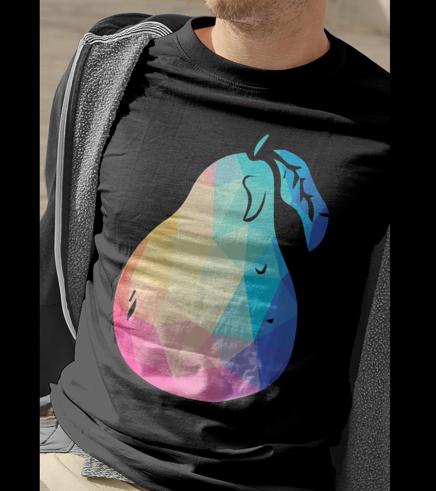 Low Poly Pear Vegetarian And Fru Geometric Colorful Polygon T-Shirt