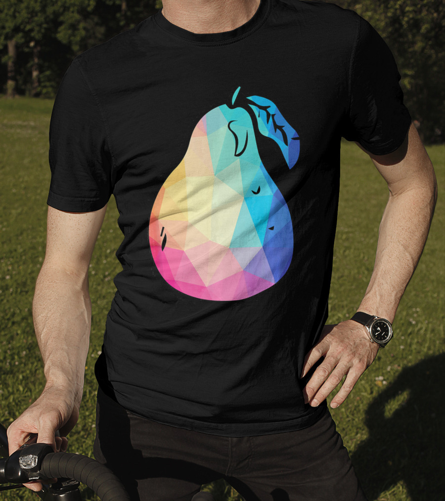 Low Poly Pear Vegetarian And Fru Geometric Colorful Polygon T-Shirt