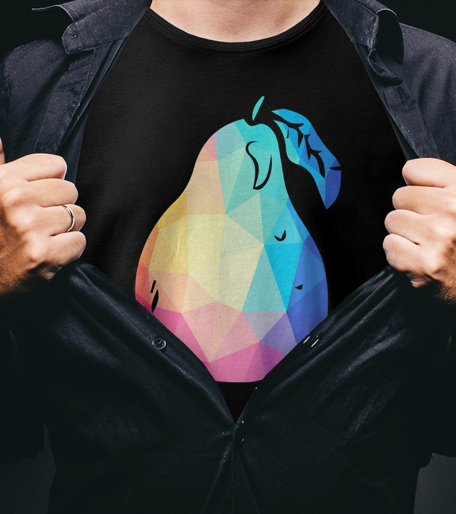 Low Poly Pear Vegetarian And Fru Geometric Colorful Polygon T-Shirt