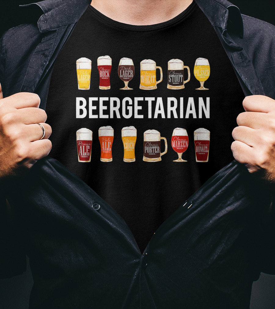 Beergetarian Lager Pilsner Wheat Stout Ale Bock Cider Porter Märzen Dunkel Funny Craft T-Shirt