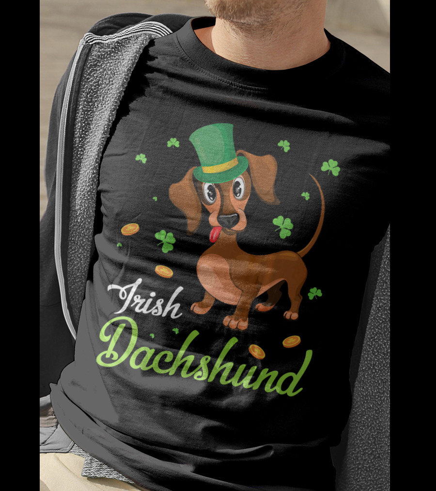 Irish Dachshund With Shamrocks And Coins T-Shirt