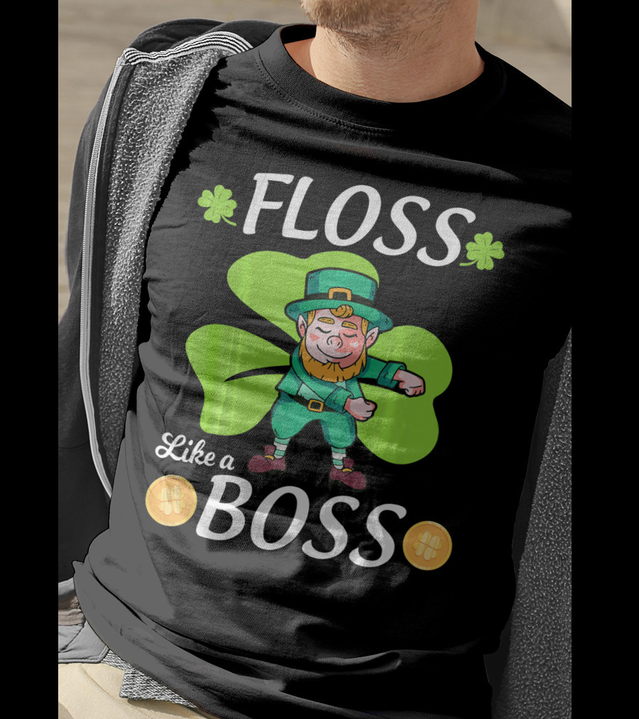 Floss Like A Boss Leprechaun Shamrock Coins T-Shirt