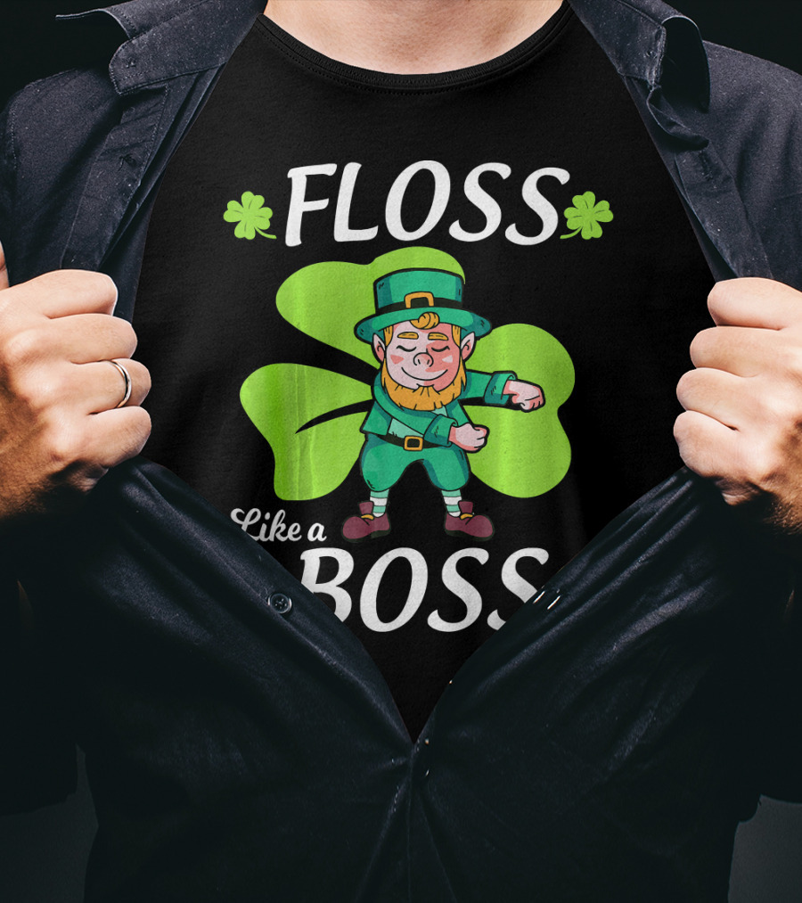Floss Like A Boss Leprechaun Shamrock Coins T-Shirt