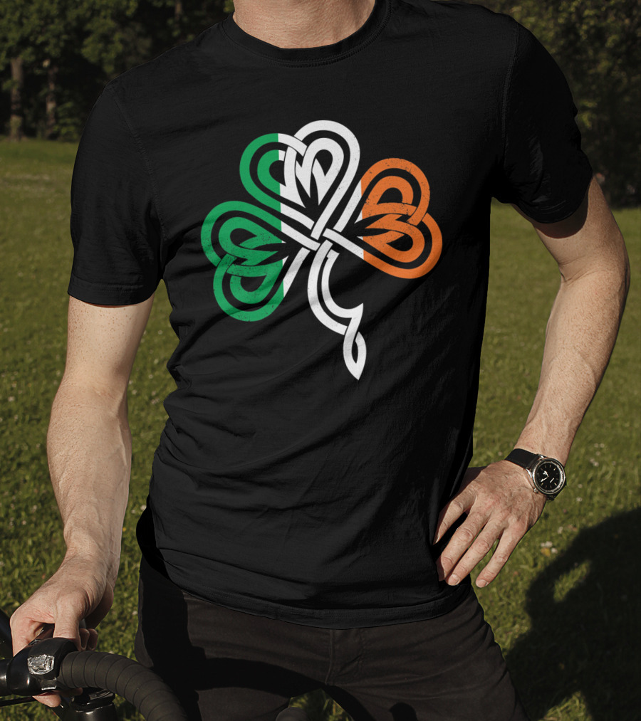 Celtic Knot Shamrock With Irish Flag Colors T-Shirt