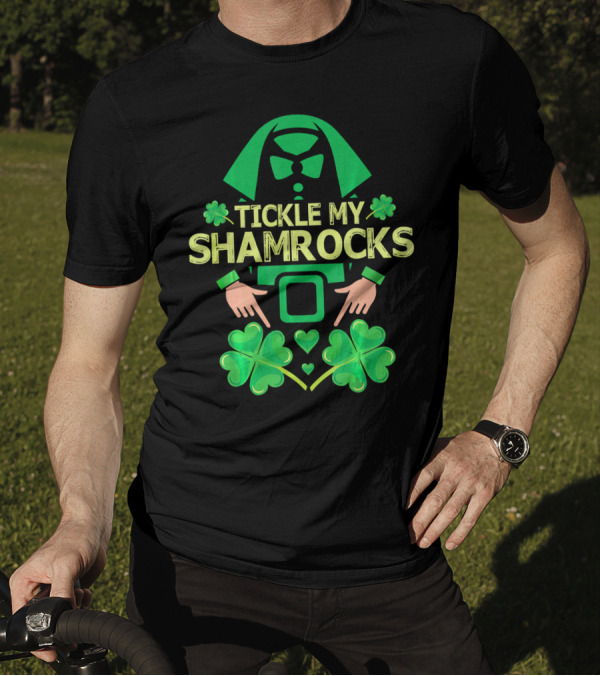 Tickle My Shamrocks Irish Leprechaun Costume Shamrock Hands Green Hearts T-Shirt