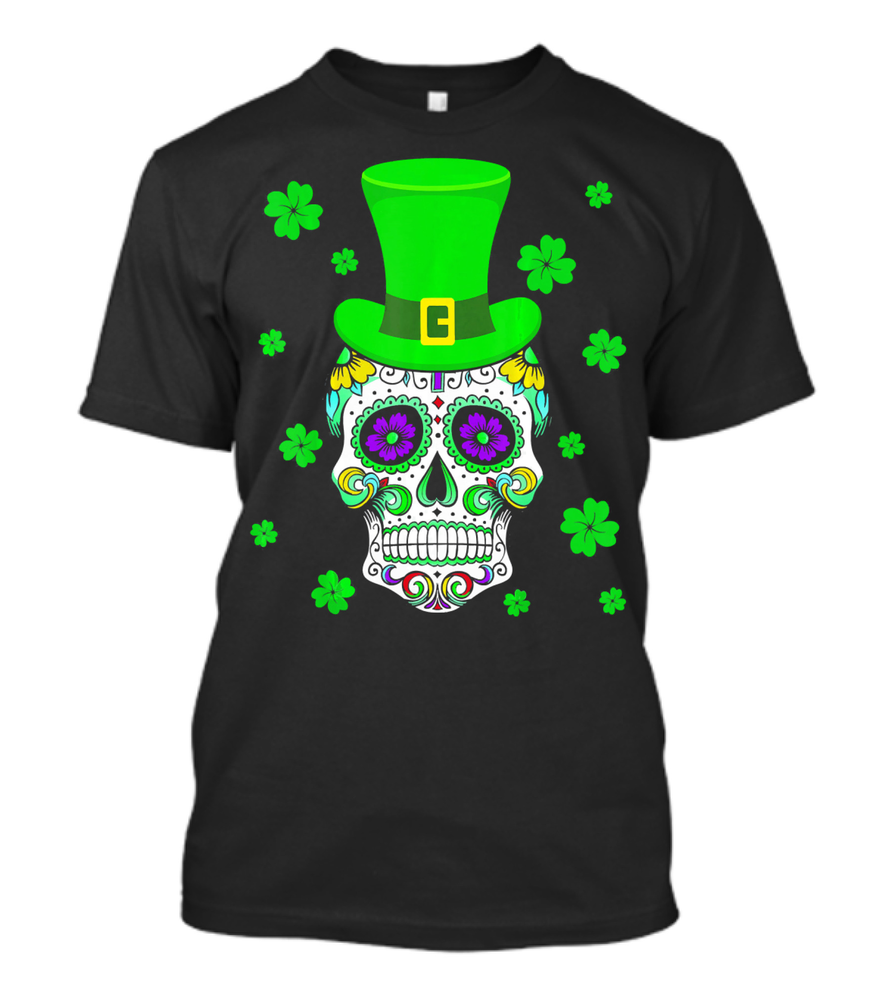 Leprechaun Sugar Skull Shamrock St Patrick's Day T-Shirt