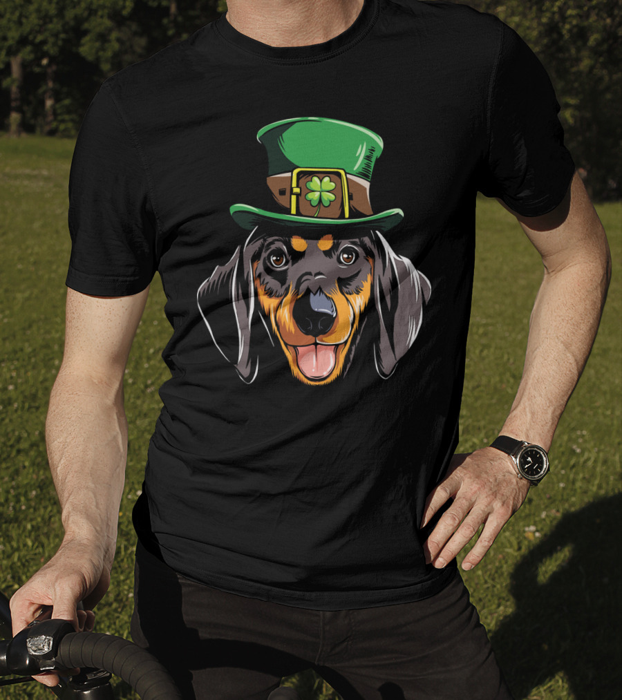 Dachshund Leprechaun St Patricks Hat Shamrock T-Shirt