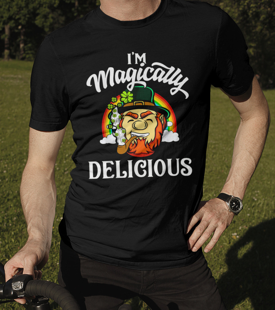 I'm Magically Delicious Leprechaun Rainbow Clover Pipe T-Shirt