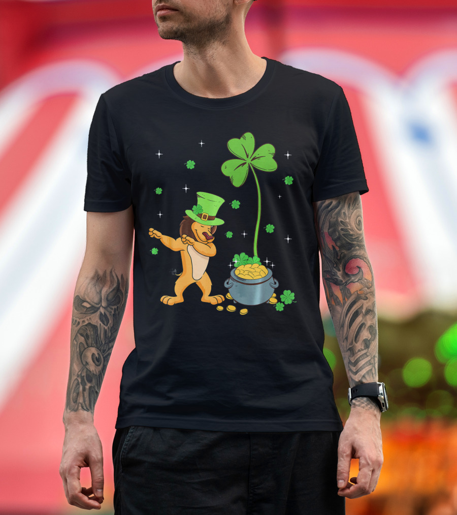 Shamrock Leprechaun Lion Pot of Gold Clover Dance T-Shirt