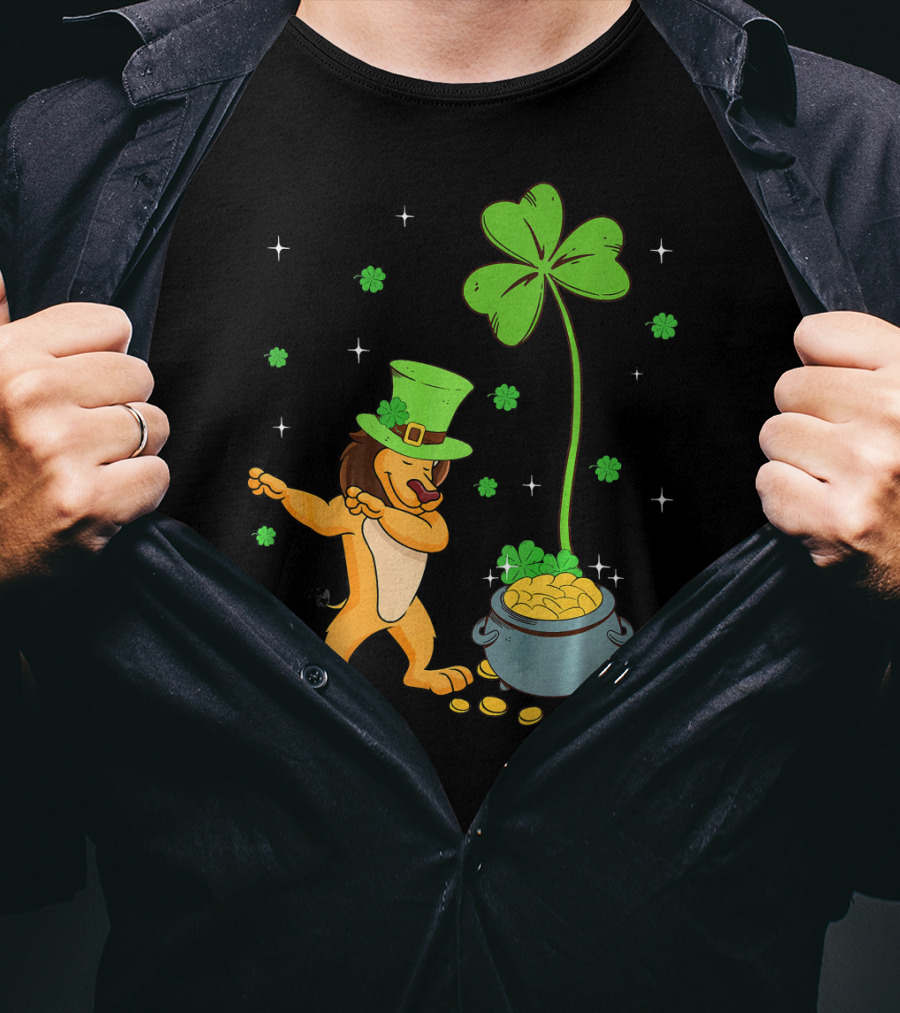 Shamrock Leprechaun Lion Pot Of Gold Clover Dance T-Shirt