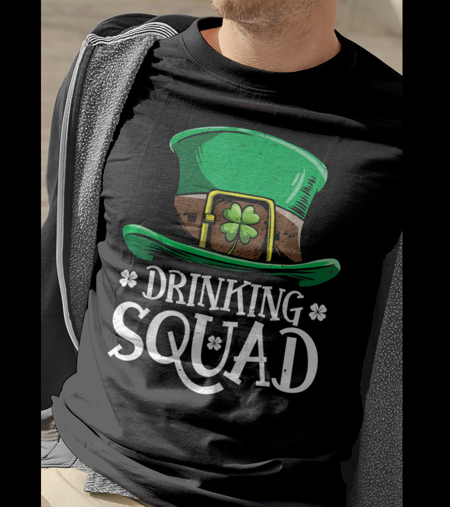 Leprechaun Drinking Squad St Pat Green Hat Clover St Patrick's Day T-Shirt