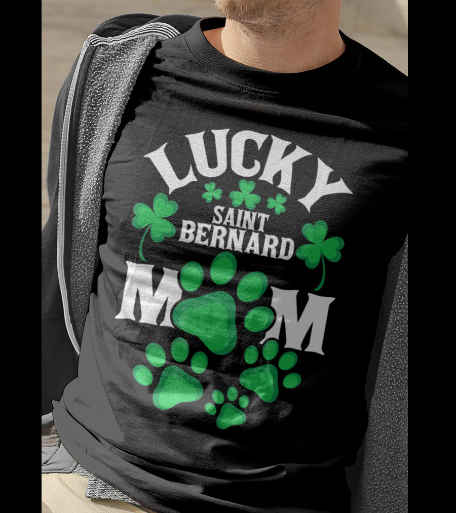 Lucky Saint Bernard Mom St. Patrick's Day T-Shirt