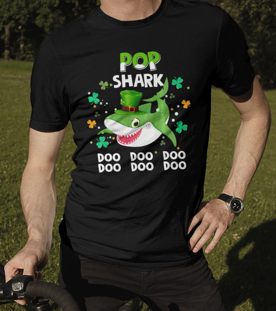 POP SHARK St. Patrick Day Doo Doo Doo Shamrock T-Shirt