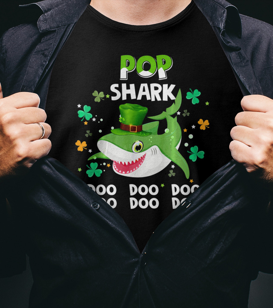 POP SHARK St. Patrick Day Doo Doo Doo Shamrock T-Shirt