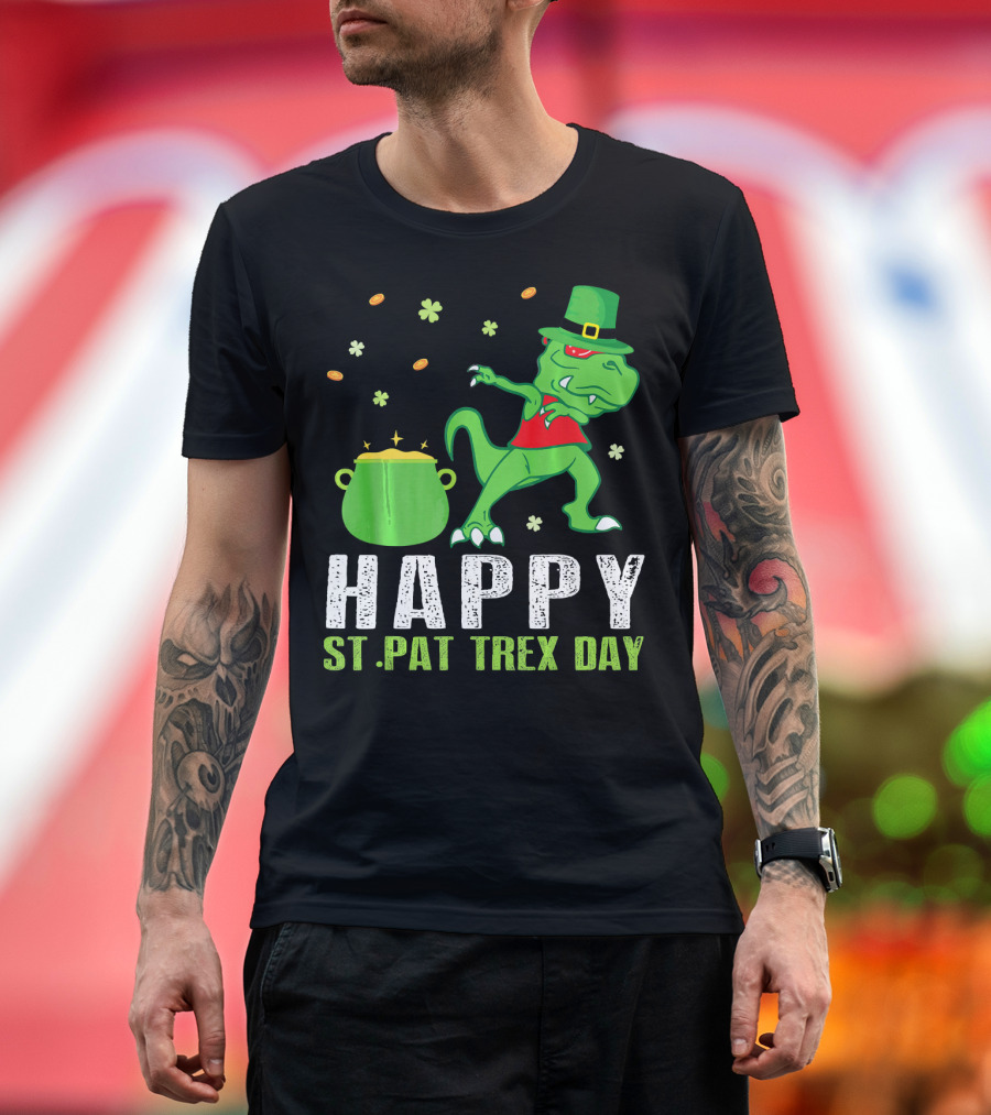 Hap St. Pat T-Rex Day Dinosaur Leprechaun Dab Spot of Gold T-Shirt