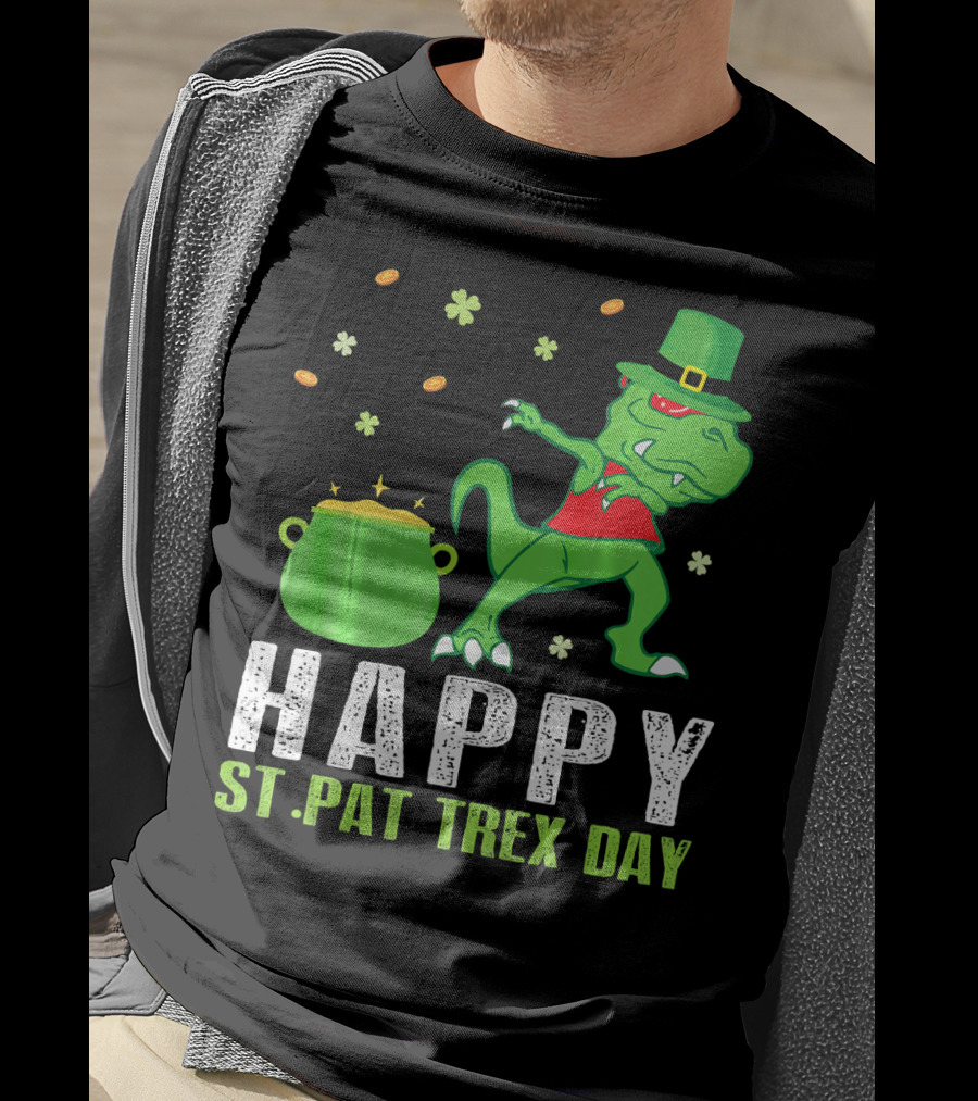 Hap St. Pat T-Rex Day Dinosaur Leprechaun Dab Spot Of Gold T-Shirt