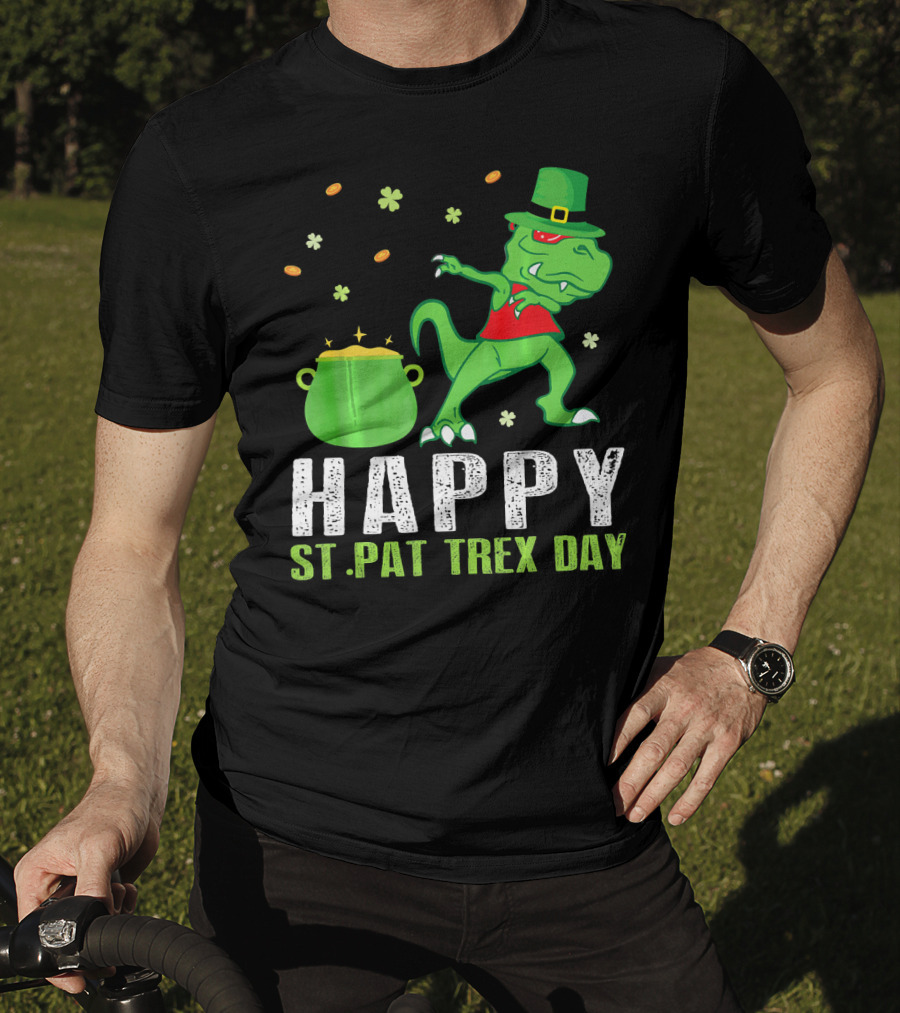 Hap St. Pat T-Rex Day Dinosaur Leprechaun Dab Spot Of Gold T-Shirt