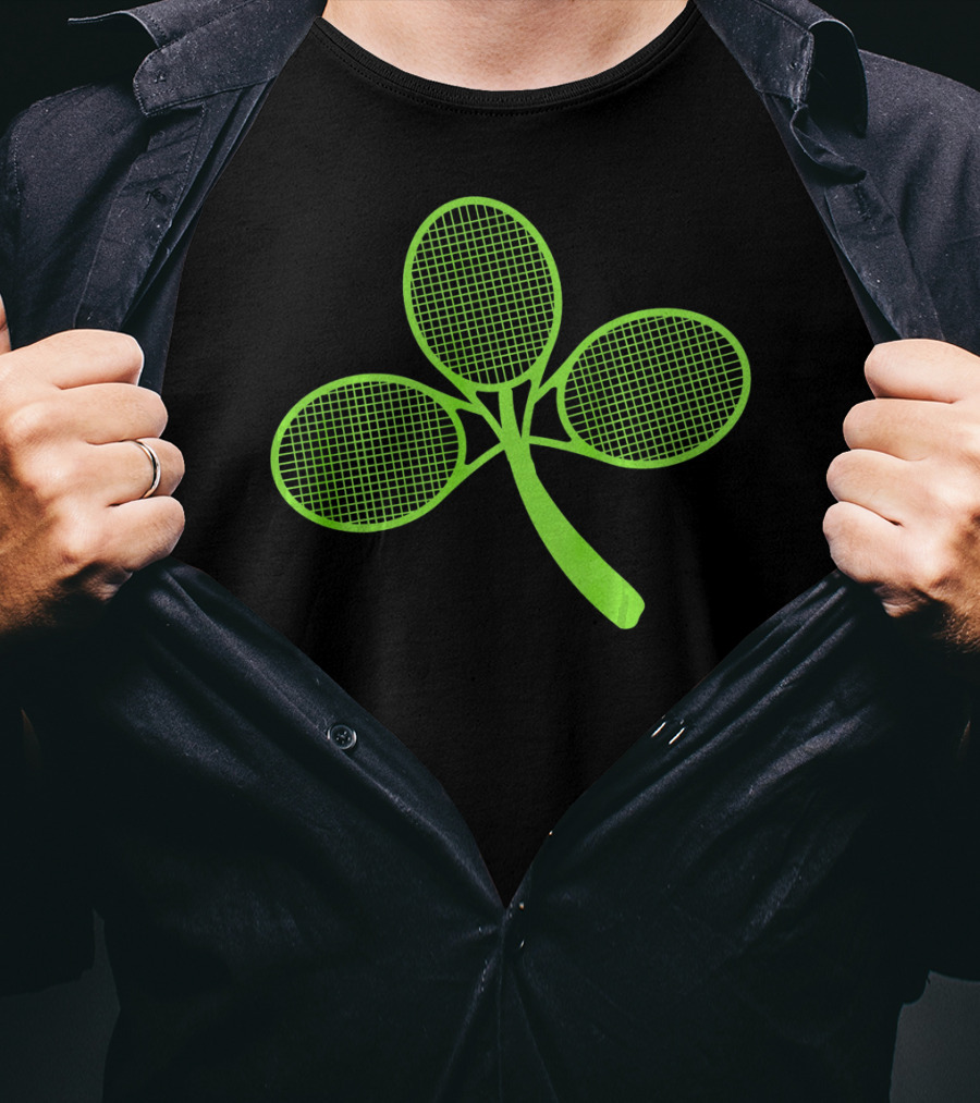 Tennis Shamrock Irish St Pattys Sports Racquet Clover T-Shirt
