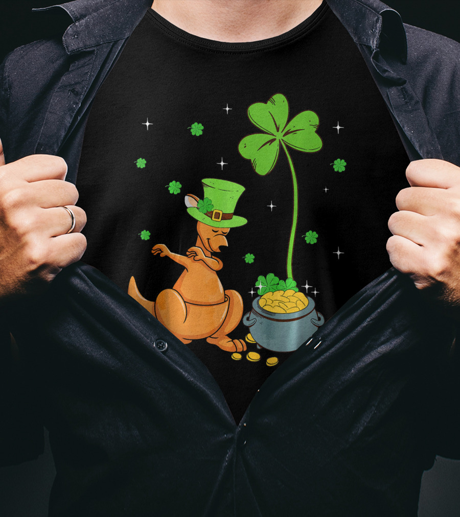 Shamrock Leprechaun Kangaroo Pot Of Gold St Patricks T-Shirt