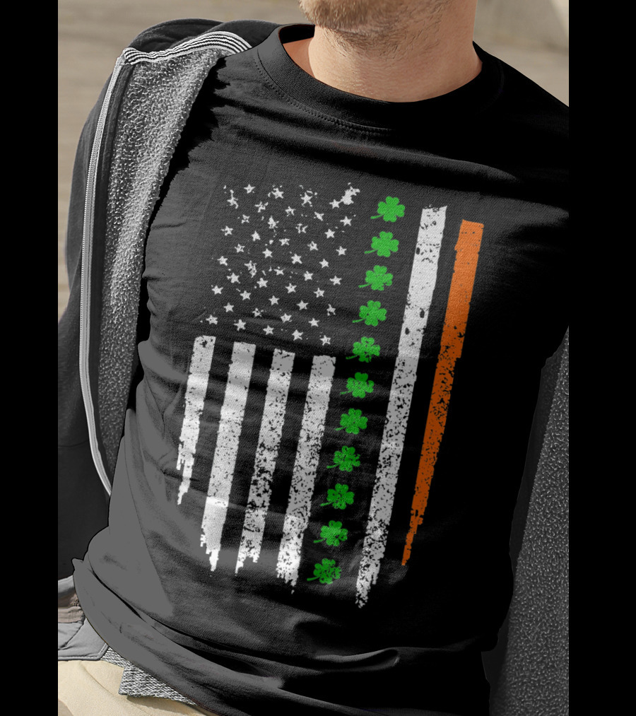 Retro Vintage Irish American Flag With Shamrocks T-Shirt