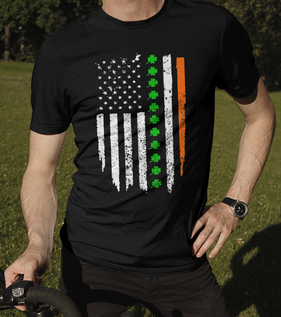 Retro Vintage Irish American Flag With Shamrocks T-Shirt