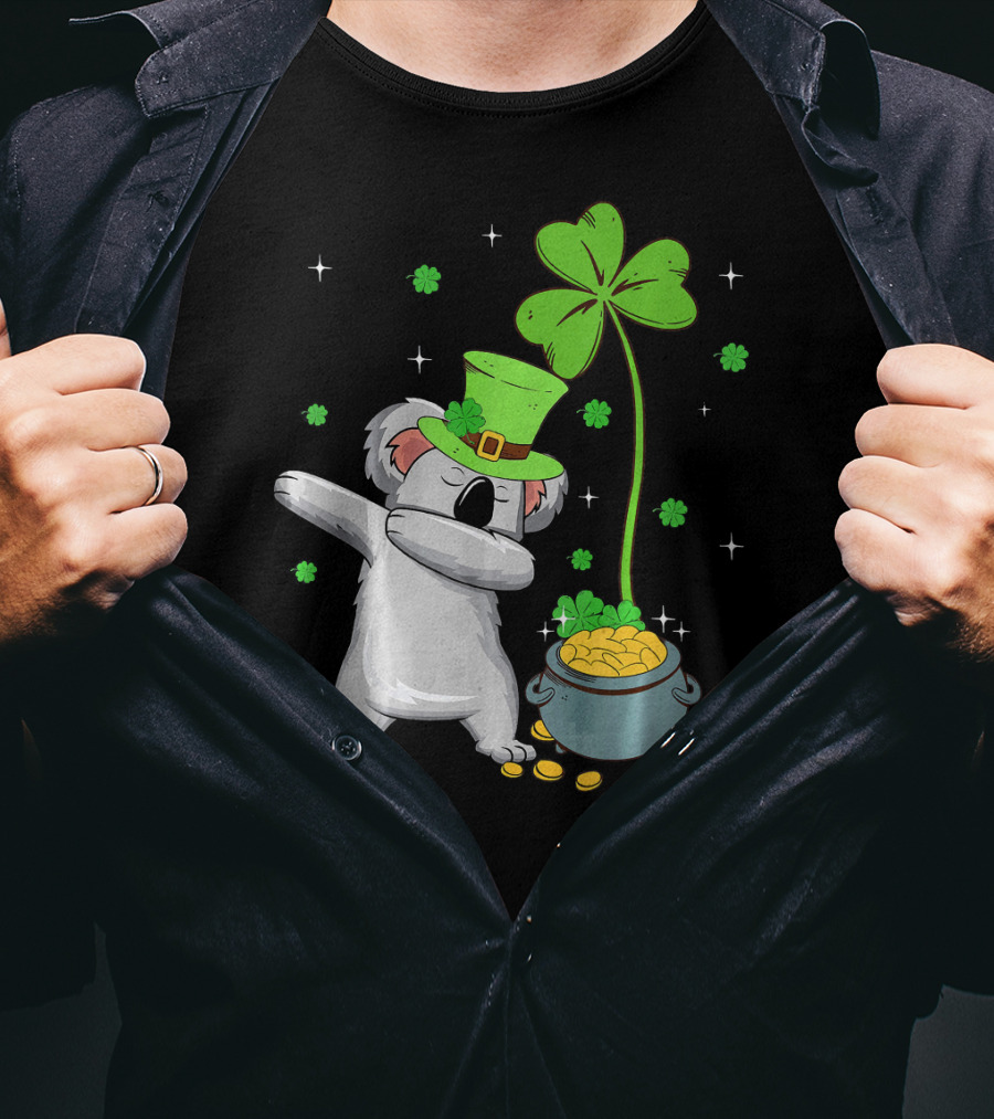 Shamrock Leprechaun Koala Pot Of Gold St Patricks T-Shirt