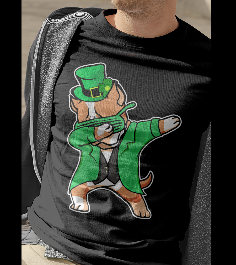 Dabbing Pitbull Leprechaun St. Patrick's Day T-Shirt