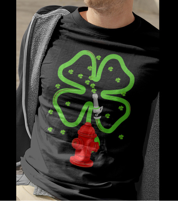 Fire Fighter Shamrock St Patrick Day Hydrant Clover T-Shirt