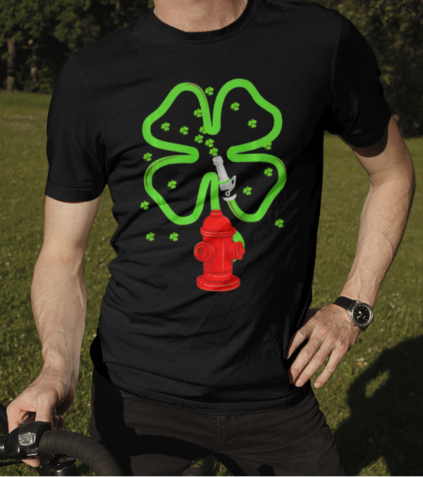 Fire Fighter Shamrock St Patrick Day Hydrant Clover T-Shirt