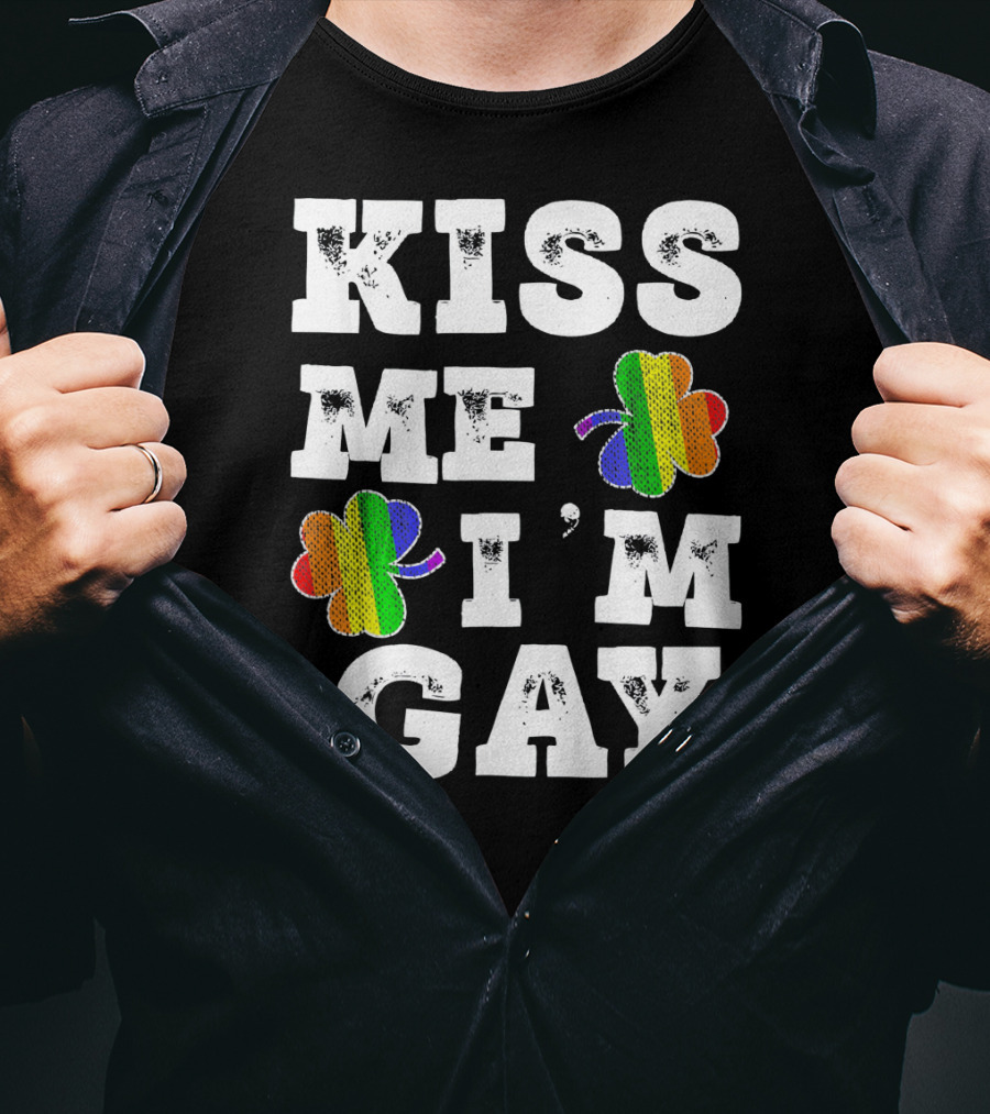 Kiss Me I'm Gay Rainbow Shamrock St. Patrick's Day T-Shirt
