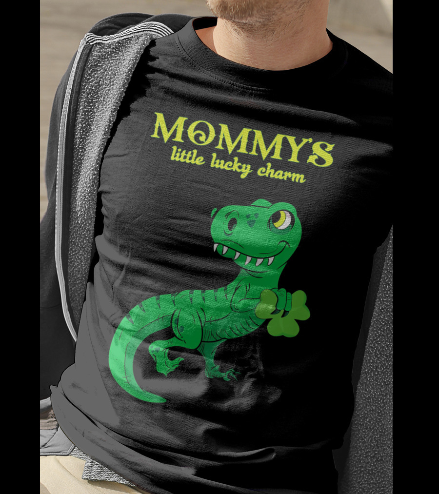 Mommy's Little Lucky Charm Dinosaur Kids St Patrick's Day T-Shirt