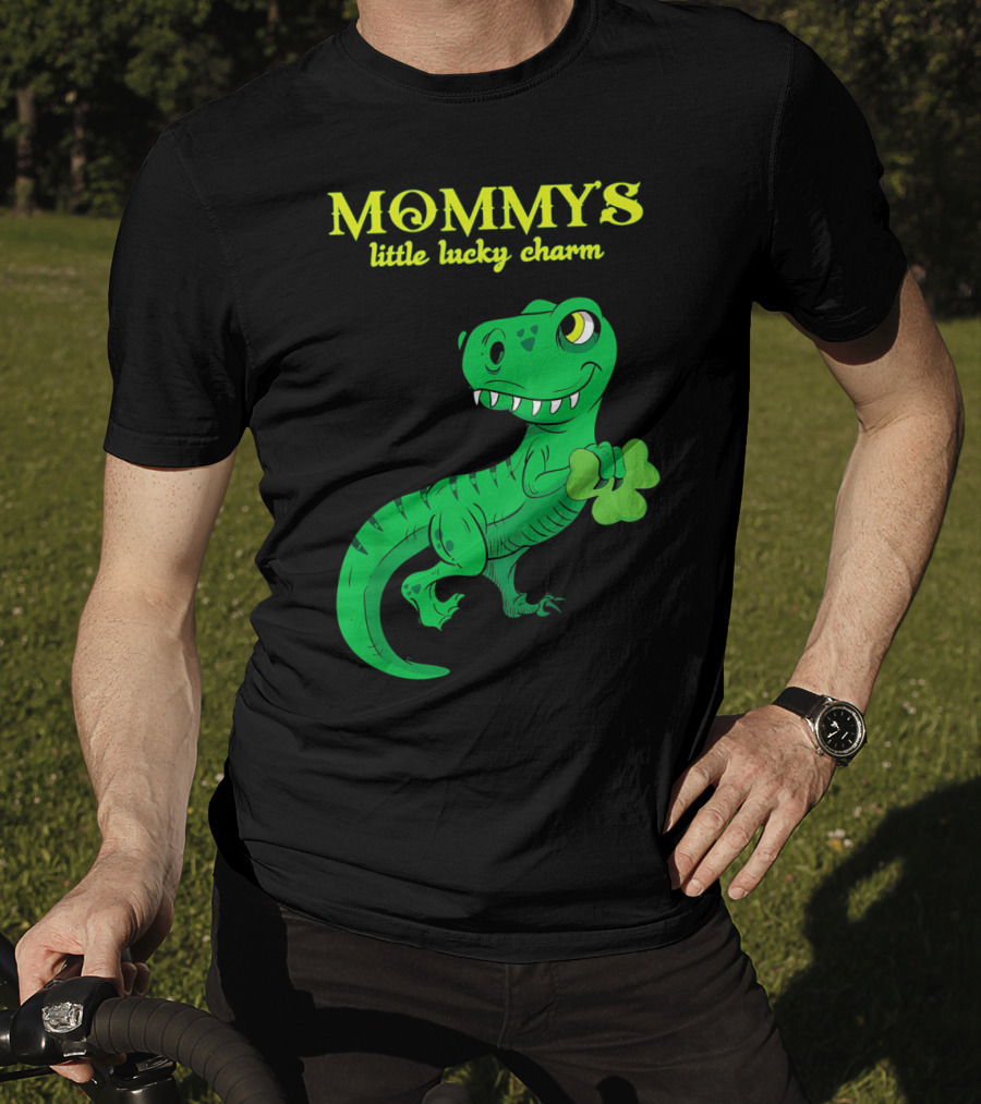 Mommy's Little Lucky Charm Dinosaur Kids St Patrick's Day T-Shirt