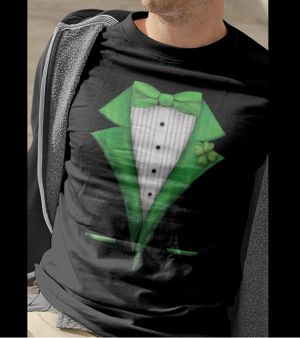 St. Patricks Day Clover Green Tuxedo Bow Tie Classic T-Shirt