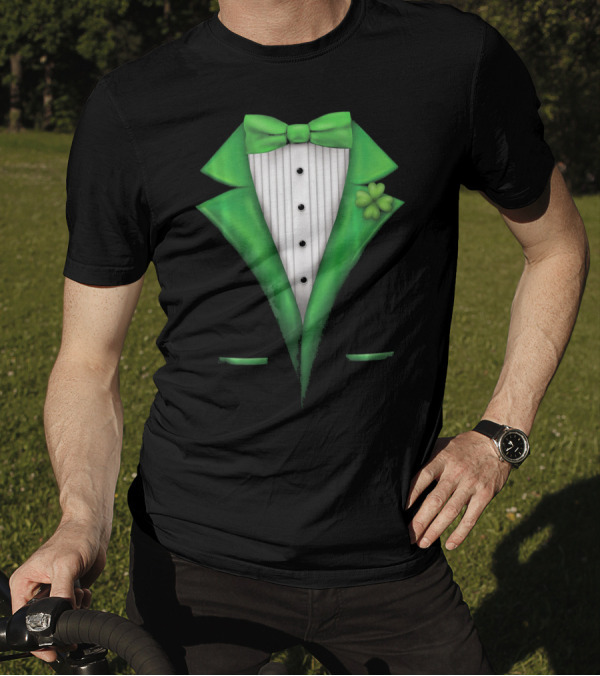 St. Patricks Day Clover Green Tuxedo Bow Tie Classic T-Shirt