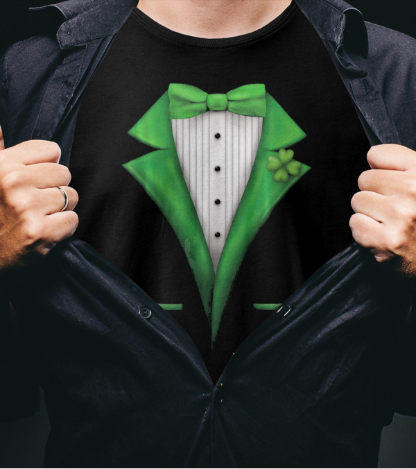 St. Patricks Day Clover Green Tuxedo Bow Tie Classic T-Shirt