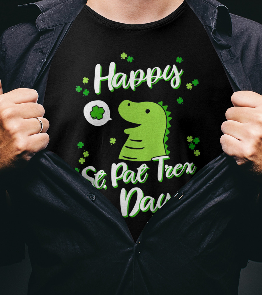 Happy St. Pat Trex Day With Dinosaur And Shamrocks T-Shirt