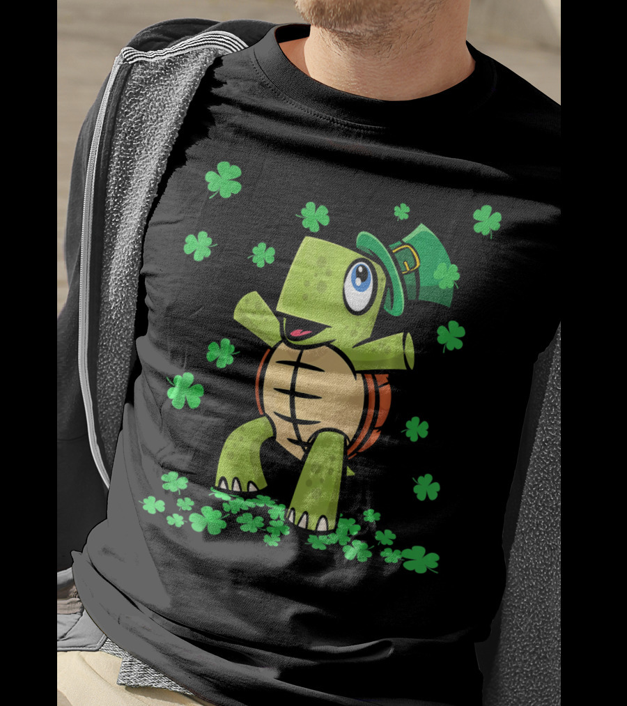 St Patricks Day Irish American Turtle Leprechaun Shamrock T-Shirt