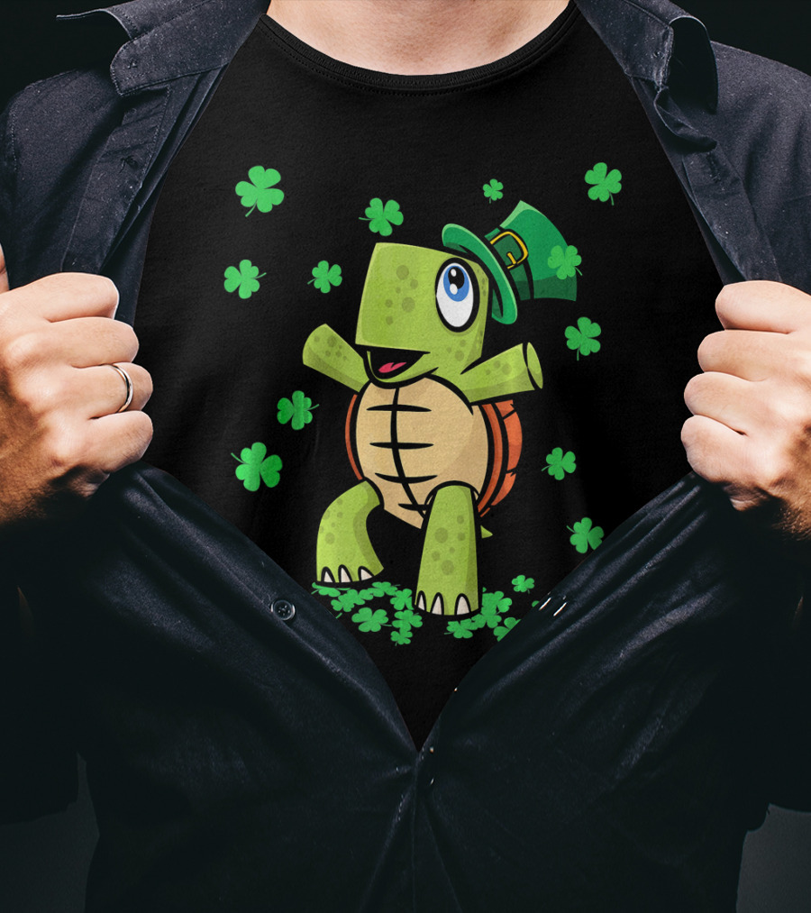 St Patricks Day Irish American Turtle Leprechaun Shamrock T-Shirt