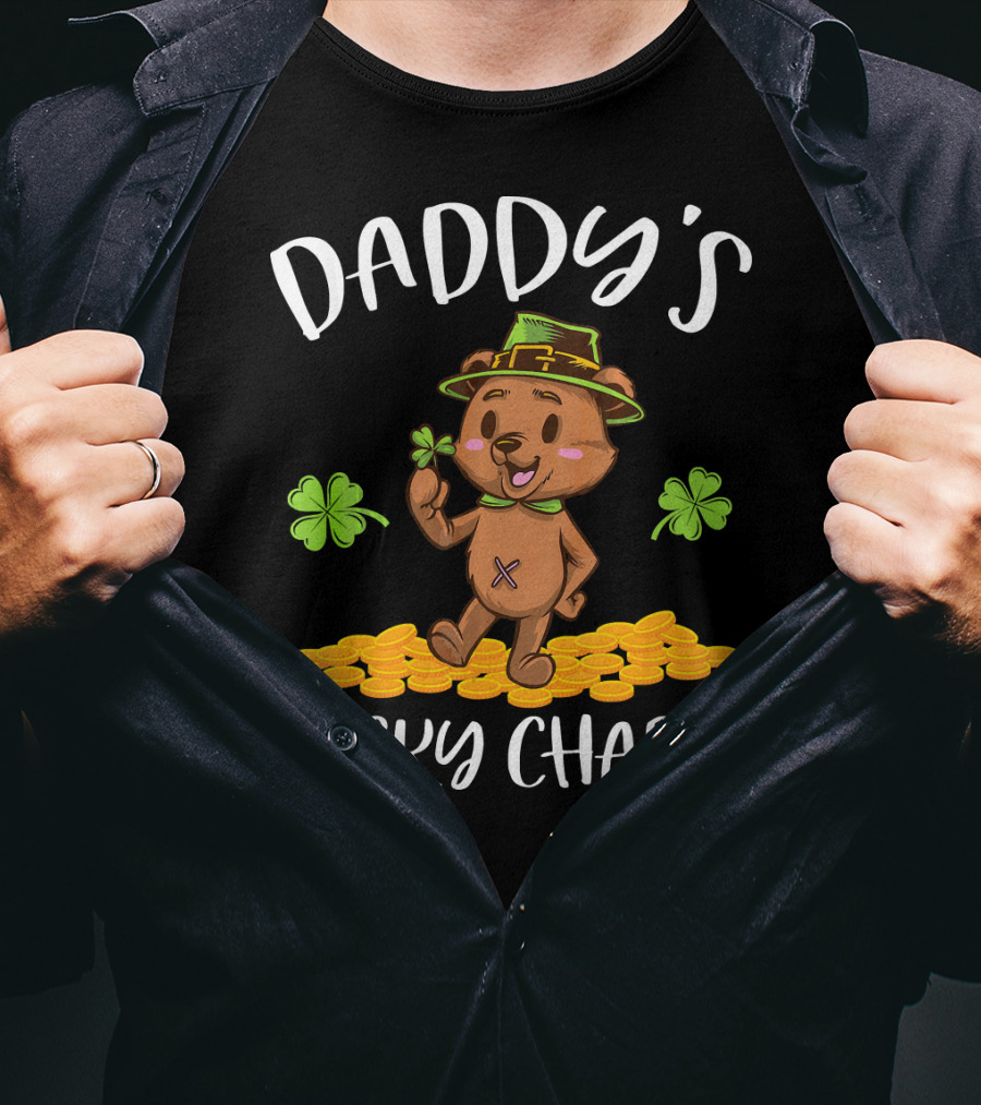 Daddy's Lucky Charm Leprechaun Bear Shamrock And Gold Coins T-Shirt