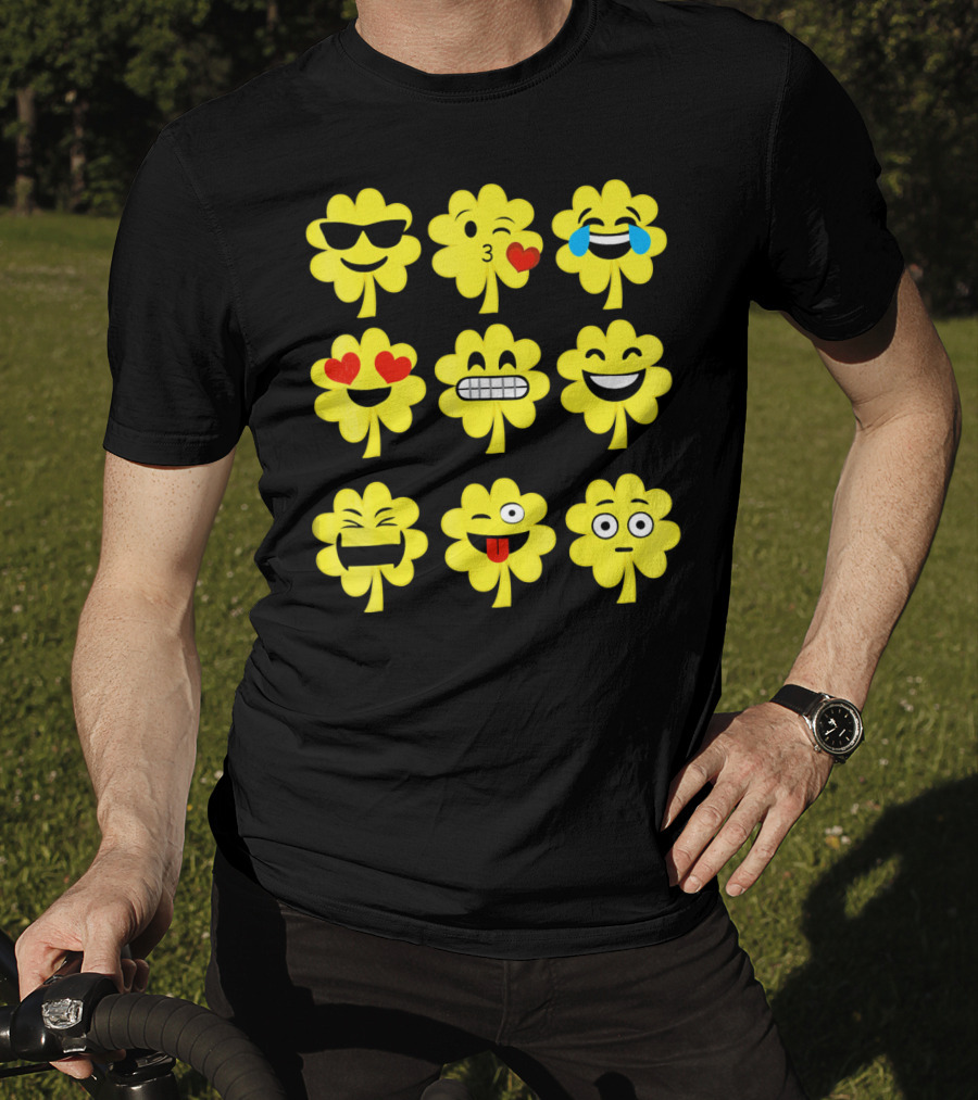 St. Patricks Day Clover Emoji Faces Collection T-Shirt