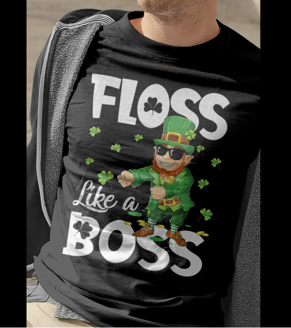 Floss Like A Boss Dancing Leprechaun With Shamrocks T-Shirt