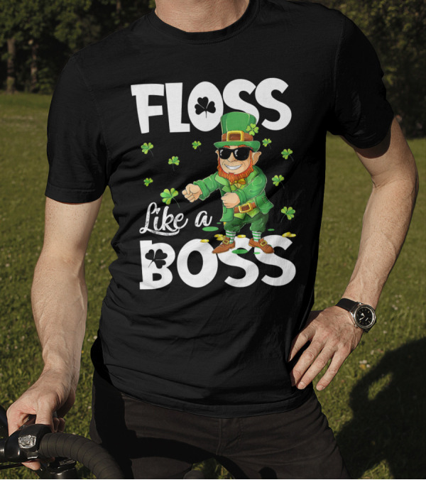 Floss Like A Boss Dancing Leprechaun With Shamrocks T-Shirt