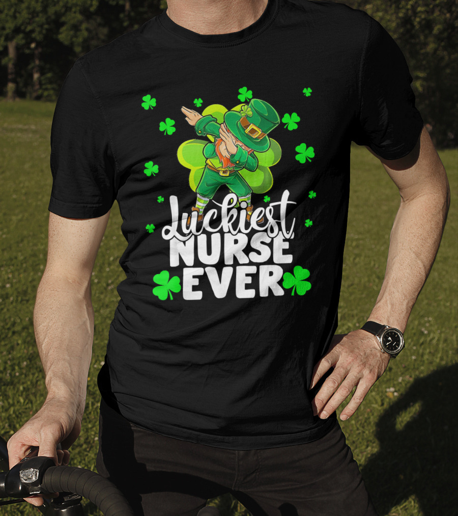 Luckiest Nurse Ever Leprechaun Dab St Patrick's Day Shamrock T-Shirt