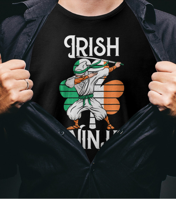 Irish Ninja Clover Martial Arts Pose T-Shirt