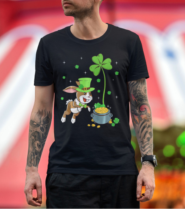 Premium T-Shirt: Shamrock Leprechaun Hare Lucky Clover Treasure T-Shirt Shamrock Leprechaun Hare Lucky Clover Treasure T-Shirt